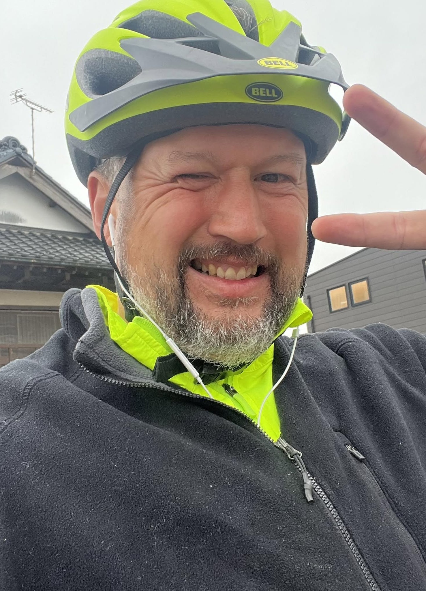Helmet, jersey, smile